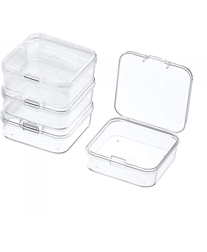 YACSEJAO Petite boîte de rangement en plastique transparent avec couvercle à charnière pour accessoires bricolage matériel éducatif vis forets paquet bijoux matériel et plus - B09CCKK2M5