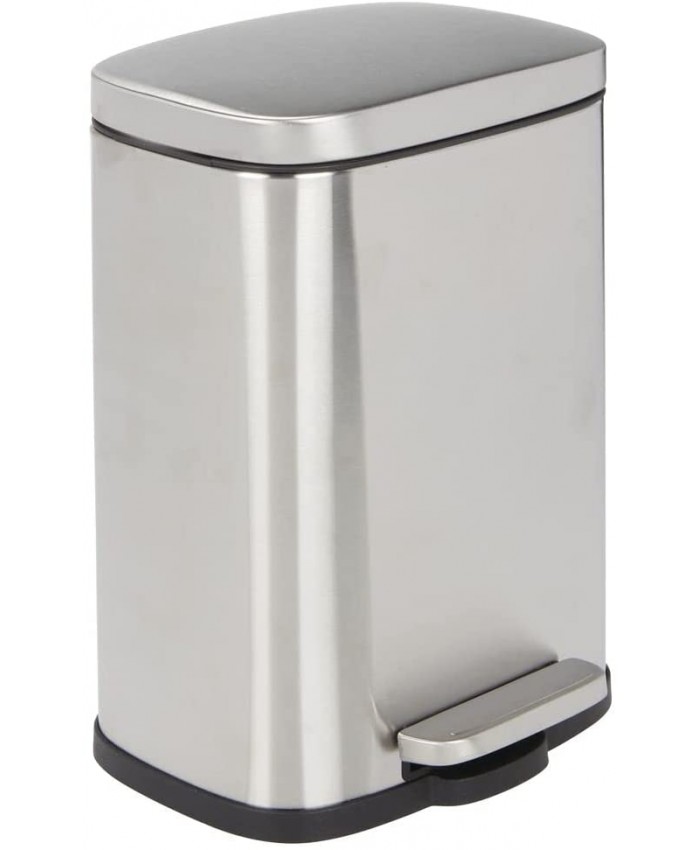 mDesign poubelle à pédale de 5L – petite poubelle en acier inoxydable et plastique avec couvercle et seau – poubelle de cuisine ou salle de bain idéale aussi comme corbeille à papier – argenté mat - B07XGDNTTT